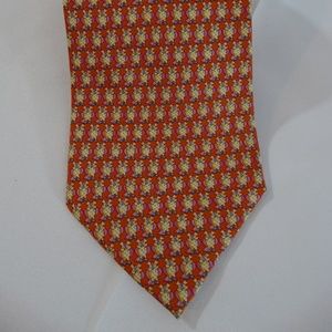 SALVATORE FERRAGAMO  Orange  Novelty 100% Silk Tie